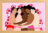 JUNIQE - Poster in houten lijst Unity -40x60 /Bruin & Roze