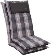 Blumfeldt Sylt Tuinkussen - Set van 2 stoelkussen - zitkussen - hoge rugleuning hoofdkussen - 50 x 120 x 9cm - UV bestendig polyester - Lichtgrijs / Donkergrijs