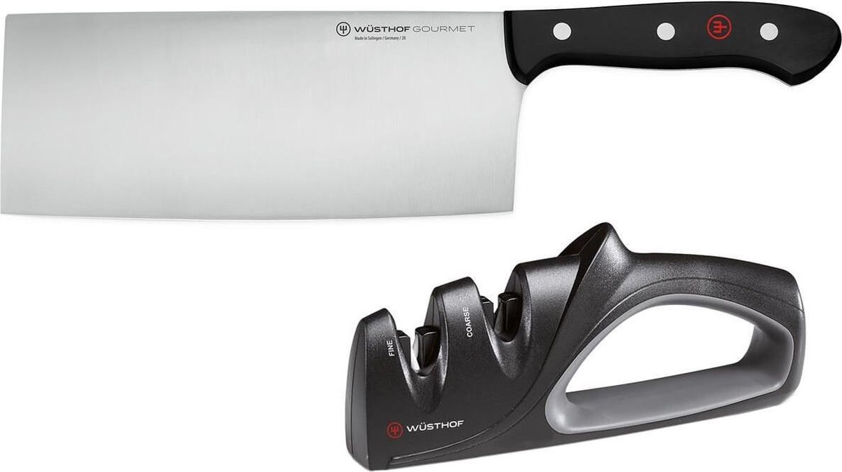 Set de couteaux Wüsthof Gourmet - Couteau de chef chinois 18cm et aiguiseur  de... | bol.com