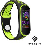 Siliconen Smartwatch bandje - Geschikt voor Xiaomi Mi band 5 / 6 sport bandje - zwart/groen - Strap-it Horlogeband / Polsband / Armband