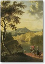 Italiaans landschap met reizigers - A1 Poster Staand - 59x84cm - Timotheus de Graef - Meesterwerken