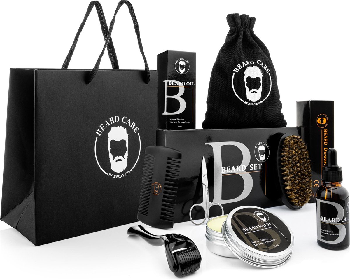 LB Products™ Gift Collection II – Baardverzorging set – Baard roller – Baard Set – Baardolie –  Cadeau mannen – Balsem – Kam – Borstel – 50 gr
