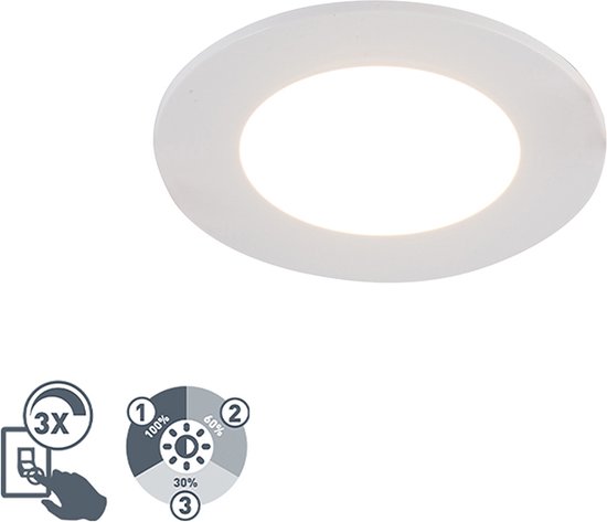 QAZQA blanca - Moderne Dimbare LED Inbouwspot met Dimmer - 1 lichts - Ø 90