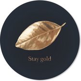 Muismat Golden leaves vierkant - Blad van goud met de quote Stay gold Muismat rond - 20x20 cm - Muismat met foto