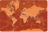 Muismat Trendy wereldkaarten - Stoere wereldkaart met roesttinten muismat rubber - 27x18 cm - Muismat met foto