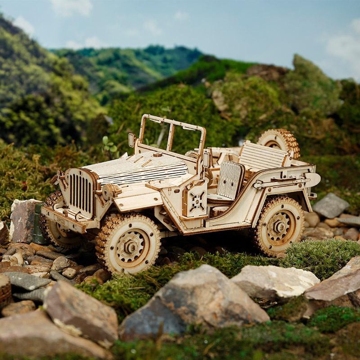 Robotime Modelbouwpakket Army Jeep 18,9 Cm Hout 369-delig — afbeelding 7