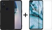 OnePlus Nord N10 5G hoesje zwart siliconen case hoes cover hoesjes - 1x OnePlus Nord N10 screenprotector