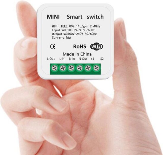 Mini Smart Switch | Slimme WiFi inbouwschakelaar | 16A | 5-stuks
