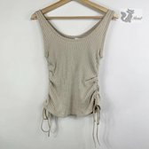 Crop Top Lente - Top - Topje - Ruches Tie Boog - Zomer Collectie - Tank Top - Tie Up Cropped Top - Beige