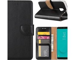 Samsung Galaxy J6 Plus 2018 case Zwart telefoon hoesje met pasjeshouder met opbergvakjes - van Bixb