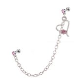 Helix- oorbel-dubbel- roze -steentje- hartje-8 cm -Charme Bijoux