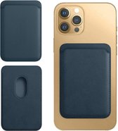 Case2go - Wallet Case Pasjes Houder geschikt voor iPhones en Apple magnetische Ring & oplaadfunctie - Magnetische Kaarthouder - Donker Blauw