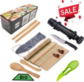 XXL Sushi Set Zwart- Sushi maker- Zelf Sushi Maken Kit - Pakket met Sushi Bazooka, Stokjes en Mat- Bamboo mat - 100% Eco-friendly-Santoku mesCadeau - Duurzaam-gezond - Sushitools