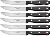 Set de couteaux à steak Wüsthof, Gourmet , 6 pièces, lame de 12 cm, acier inoxydable, couteau de table tranchant couteau à steak - Zwart