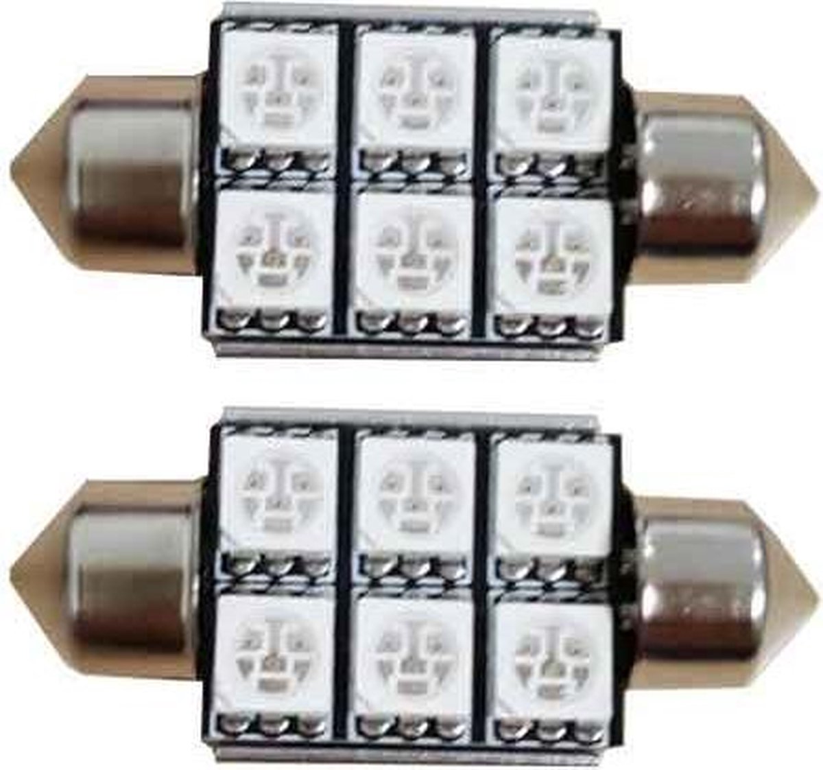 6 SMD C5W 36mm Blauw 24v Canbus LED