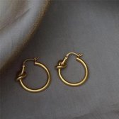Geometrische knoop cirkel hoepel oorbel matte afwerking-een paar-18k goud verguld-hoge kwaliteit oorbel-geometrische oorbellen