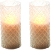 2x stuks luxe led kaarsen in glas D7,5 x H15 cm - met timer - Woondecoratie - Elektrische kaarsen