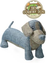 Country Dog - Stoere Honden Knuffel - Sterk Canvas - Pieper voor extra speelplezier - Gerecycled Plastic - 30 x 15 cm