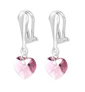 ARLIZI 1924 Oorclips roze Swarovski kristal hartje - 925 sterling zilver