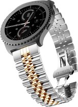 Smartwatch bandje - Geschikt voor Samsung Galaxy Watch 3 41mm, Active 2, 20mm horlogebandje - RVS metaal - Fungus - Vijf schakel - Zilver Rosegoud