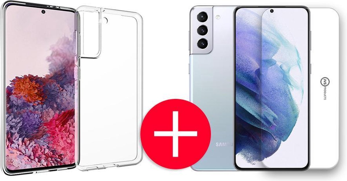 Hoesje geschikt voor Samsung Galaxy S21 + Screenprotector - Transparant - Hoes - Cover - Case - Screenprotector kit