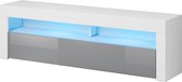 TV Meubel Modern & LED - Hoogglans Grijs & Wit - 140x33x55 cm