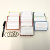 Leitner Flashcards - Colour Pack 500 A7 Flashcards met Stabilo SENSOR 189 fineliner zwart - 10 pakjes A7 flashcards in 10 kleuren - Perforatie en 5 klikringen - 100% FSC Karton & 100% Gemaakt
