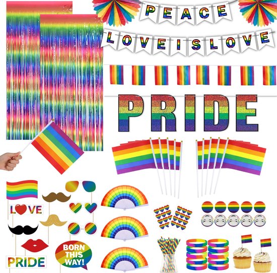 Partizzle Gay Pride Party Versiering Artikelen - Vlag Slinger Foto Props -  Regenboog... | bol.com