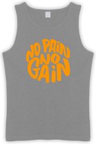 Grijze Tanktop met " No Pain No gain “ print Oranje size M