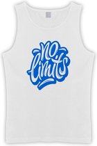 Witte Tanktop met  " No Limits " print Blauw size XXL