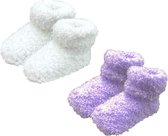 2 paires de chaussettes bébé Filles - Taille unique - Wit- Violet
