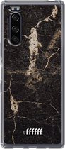 Sony Xperia 5 II Hoesje Transparant TPU Case - Dark Golden Marble #ffffff