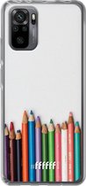 6F hoesje - geschikt voor Xiaomi Redmi Note 10 Pro -  Transparant TPU Case - Pencils #ffffff