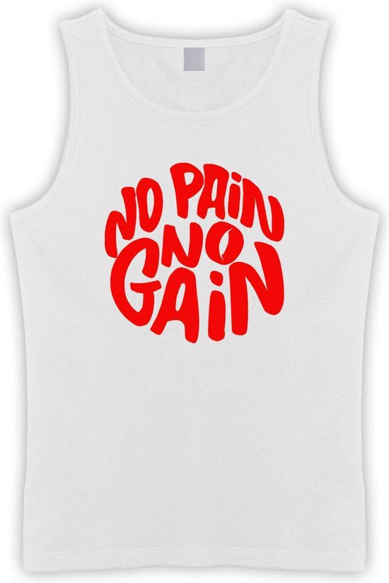 Witte Tanktop met " No Pain No gain “ print Rood size XL