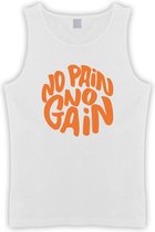 Witte Tanktop met " No Pain No gain “ print Oranje size XXXXL