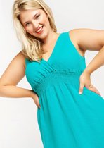 LOLALIZA Halflange jurk met gecropte taille - Turquoise - Maat 38
