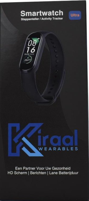 Kiraal Ultra - Podomètre - Moniteur d'activité - Moniteur de température - Tensiomètre - Moniteur de fréquence cardiaque - Montre intelligente - Montre - Homme - Femme - Manuel en néerlandais