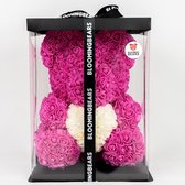 Bloomingbears Rose Bear - Rosebear - Rozen Beer - Rozenbeer - Roosbeer - Teddybear Rozen - Roze met wit hart 40cm - Inclusief Giftbox en Giftcard van Bloomingbears - Limited Edition