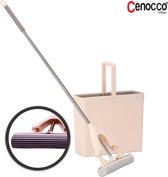 Cenocco®  Dweil - Vloerwisser - Emmer met Wringer - 5L - u hoeft niet te bukken  - Bruin - cc9092