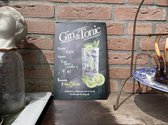 Vintage Wandbord - Decoratie - Wanddecoratie Metaal - Gin & Tonic Cocktail - Retro decoratie - 30x20cm - Home Decoratie