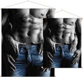 Getrainde man met sexy sixpack,  - Foto op Textielposter - 120 x 160 cm