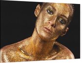 Gouden man met Glitters - Foto op Canvas - 150 x 100 cm