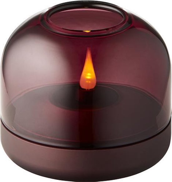 Kooduu Glow 8 Luxe Kaarsenhouder - Windlicht - Glas - Paars - 9,4 cm hoog - Led kaars