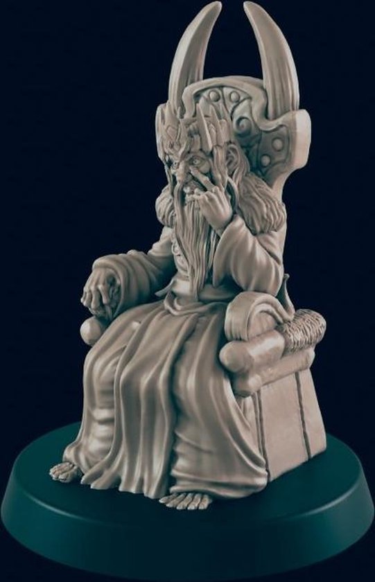 Afbeelding van het spel 3D Printed Miniature - Mad King in Throne - Dungeons & Dragons - Beasts and Baddies
