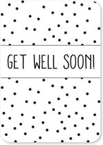 Wenskaart Get Well Soon - Zwart/wit - A6 - Kaartenset - Beterschap - Ziek - Sterkte - 10 stuks
