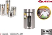 Voorraadpot/bus - glas en RVS - 700ml - Quttin