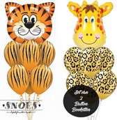 Snoes * Jungle Thema Ballon Boeketten Set van 2 1 x Tijger 1 x Giraffe Safari Verjaardag Folie en Latex ballonnen