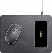 SEG  Wireless Charger Muismat Zwart Leder - Draadloze oplader -  INCLUSIEF Draadloos Muis , batterij en Micro USB Kabel   Game - Smartphones - Samsung - Apple - Huawei