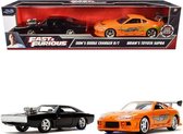 Fast and The Furious Set "Doms Dodge Charger RT 1970 Black & Brians Toyota Supra 1995 Orange" 1-32 Jada Toys