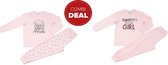 Fun2wear - kraamcadeau/baby/peuter /kinder - pyjama - mama - "Mommy's little girl / Papa's kleine prinses " combideal - 1+1- roze - maat 68